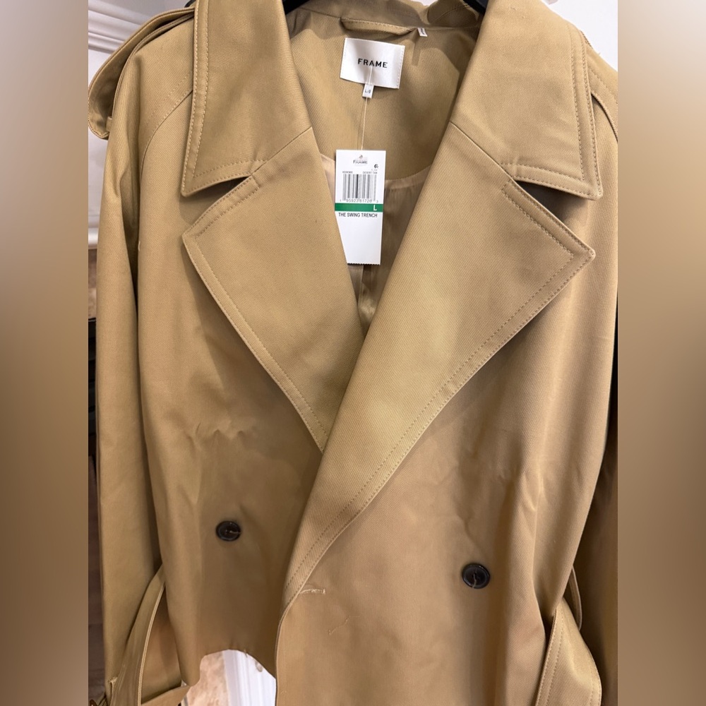 Frame Denim Tan Double-Breasted Trench Coat